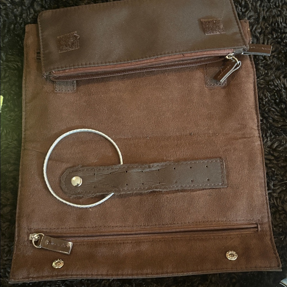 Authentic Roberto Coin Brown Satin Jewelry Roll – Travel Organizer with Removabl